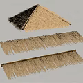Traditional Thatched House Roof Structure Featuring Triangular Top And Long Eave Sections