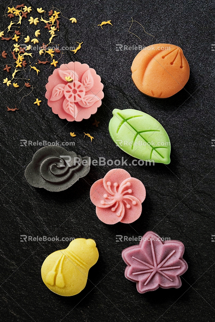 Moon Cake Mid-Autumn Moon Cake Flow Heart Moon Cake Moon Cake Mid-Autumn Food Dessert Mid-Autumn Flow Heart 3d model