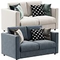 Modern Two Seater Sofas Blue Light Beige With Polka Dot Gray Green Beige Pillows 3d model