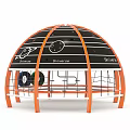 Dome Shaped Clock With Orange Frame Black Surface And Planet Names Mercury Earth Venus Uranus