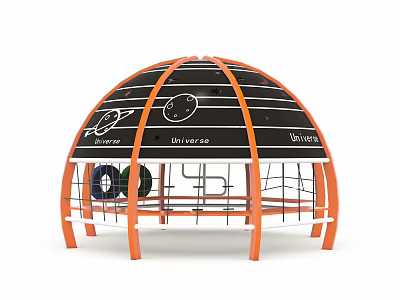 Dome Shaped Clock With Orange Frame Black Surface And Planet Names Mercury Earth Venus Uranus 3d model