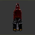 Futuristic Red Tactical Gun With Orange Holes And Side Bottle Accessory