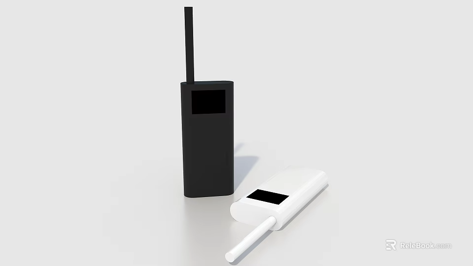 Handheld Black And White Two Way Radio Devices With Antennas And Screens 3d model 