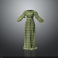 Green Striped Long Sleeved Dress With Flowy Silhouette And Timeless Style
