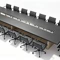 Long Modern Conference Table With Black Office Chairs In Professional Meeting Room