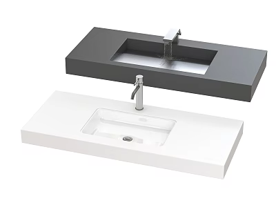 Modern Black and White Countertop Washbasin Design With Sleek Rectangular Shape 3d model