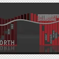Red Event Gateway with Curved Lines Featuring Interesting Shandong Worth and City Names