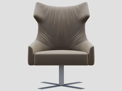 Modern Leather Single Chair With Unique Pleated Backrest And Metal Star Base 3d model