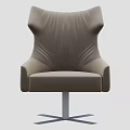 Modern Leather Single Chair With Unique Pleated Backrest And Metal Star Base