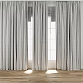 Elegant White and Gray Layered Curtains With Natural Light Through Window 3d model