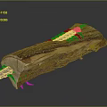 Unique Wooden Log Artwork With Blue Purple Interior Texture And Details