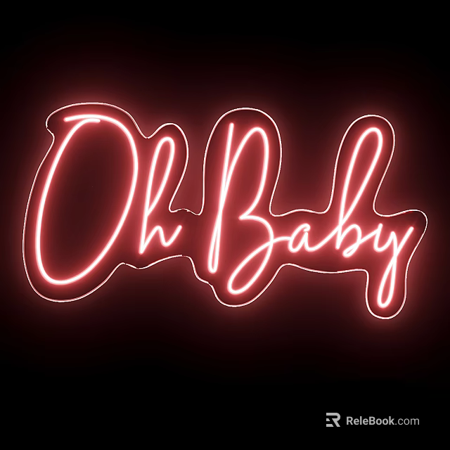 Red Neon Decorative Light with Oh Baby Text on Dark Background 3d model 
