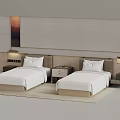 Modern Twin Bedroom Interior With Minimalist Headboard Bedside Tables And Lighting