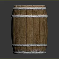 Rustic Wooden Barrel With Metal Hoops And Natural Wood Grain Surface