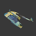 Futuristic Yellow And Blue Aircraft With Unique Wing Design And Solar Panels