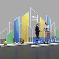 Colorful Brand Logo Photo Check In Spot With People On Stage And Yellow Balls