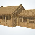 Ancient Chinese Architecture Wooden Structure With Carved Windows And Overhanging Eaves