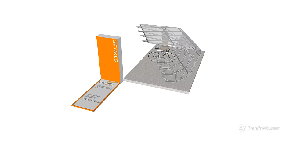 SCANDIS Product Display With Orange Packaging And White Metal Structure 3d model 