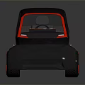 Futuristic Black and Red Compact Concept Car with Unique Design and Red Accented Wheels