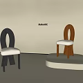 Modern Single Chairs With Curved Backrest Gray Brown White Cushion In Display Setting 3d model