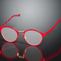 Stylish Red Round Frame Glasses With Clear Lenses And Decorative Temple Design