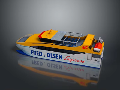 FRED OLSEN Express Yacht With Yellow White Exterior 3d model