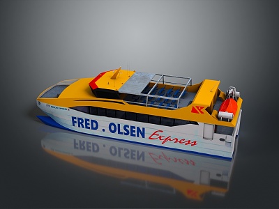 Modern Yacht Sailing by Speedboat 3d model