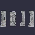 Sci-fi Pillar Column Sci-fi Parts Components Sci-fi Building Pillar Components Future Spaceship Components Parts Pillar Cyberpunk Pillar Parts 3d model