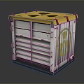 Radioactive Metal Container With Yellow Top Radiation Symbol And Grilled Sides