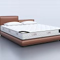 Double Bed Featuring Brown Leather Double Cushioned Headboard White Quilted Mattress And Two White Pillows