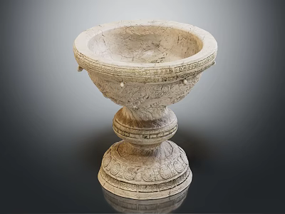 Classical Stone Decorative Ornament Set with Intricate Carved Patterns and Pedestal Base 3d model