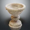 Classical Stone Decorative Ornament Set with Intricate Carved Patterns and Pedestal Base 3d model
