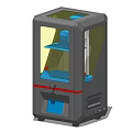 Modern Industrial 3D Printer With Transparent Enclosure Gray Body Red Accent And Control Panel