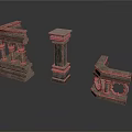 Classical Architecture Stone Components With Columns Bases And Ornate Carved Brackets 3d model