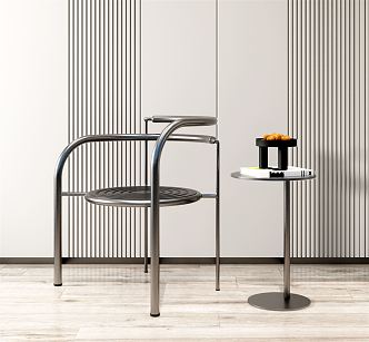 Modern single chair stainless steel rigid single chair 3d model