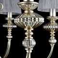 Classic Gold Metal Chandelier With Six Fabric Shades And Decorative Details