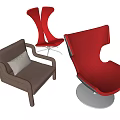 Modern Accent Chairs in Red and Brown with Various Stylish Designs for Home
