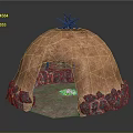Traditional Earthen Dome Structure With Stone Base Stick Roof And Fire Pit