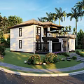 Modern rural self-built villas 3d model