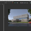 Modern Office Building With Glass Curtain Wall Green Landscape And Innovative Service Center