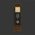 Classic Wooden Grandfather Clock With Ornate Carvings Glass Panels And Brass Accents