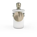 Modern Bathroom Accessory With White Ceramic Body Metal Lid And Side Knob