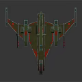 Futuristic Cosmic Spaceship Design With Green Red Metallic Finish And Illuminated Details