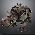 Futuristic Armored Mechanical Hippo With Robotic Legs And Detailed Design