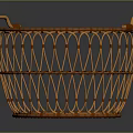 Round Bamboo Woven Basket with Handles and Intricate Weave Design for Household Storage Organizing