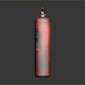 Red Fire Extinguisher With Pressure Gauge Black Hose And Safety Label
