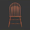 Stylish Orange Wooden Chair With Vertical Slat Back Design For Home Furniture