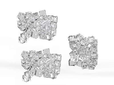 Clear Cube Shaped Crystal Decorative Elements For Modern Home Decor 3d model