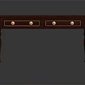 Traditional Dark Wood Desk With Light Blue Top Three Golden Knob Drawers And Classic Legs