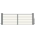 Modern Fence Design With Horizontal Slats And Metal Support Posts 3d model